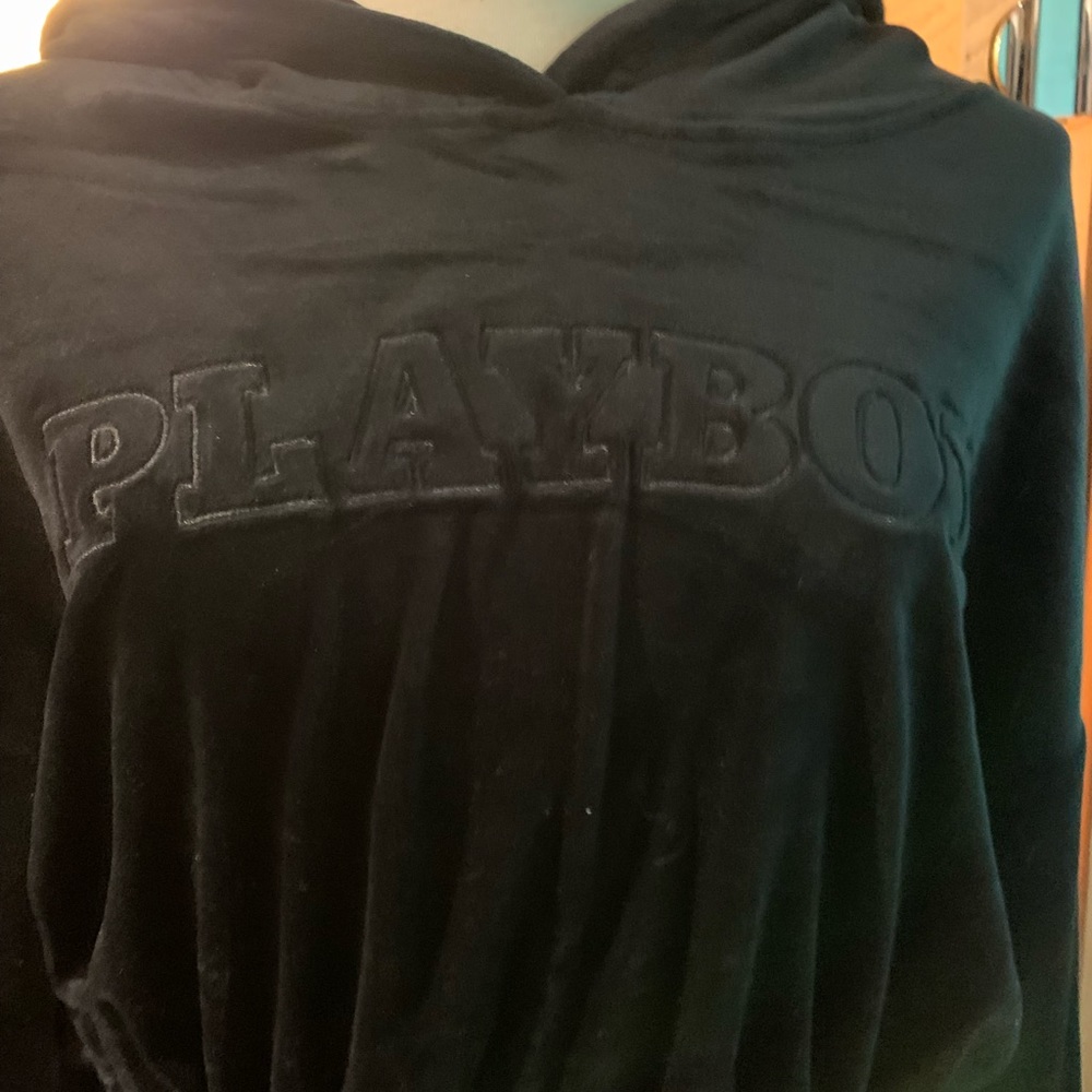 NWT PLAYBOY VELVET CROP HOODIE